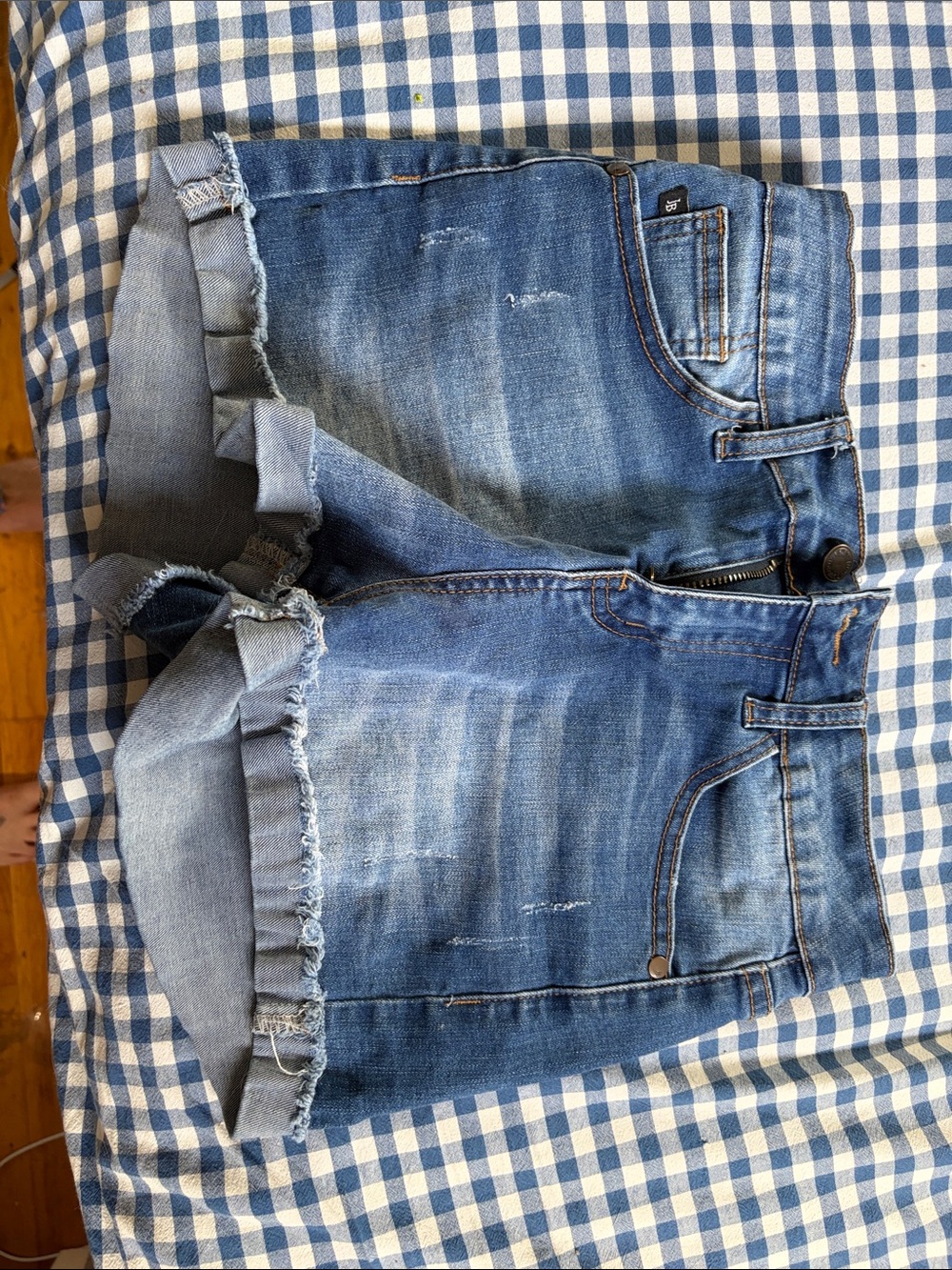 Judy Blue Distressed Light-Mid Blue Denim Jean Shorts